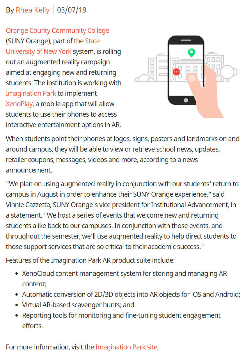 SUNY Orange to Augment Student Experience with AR App