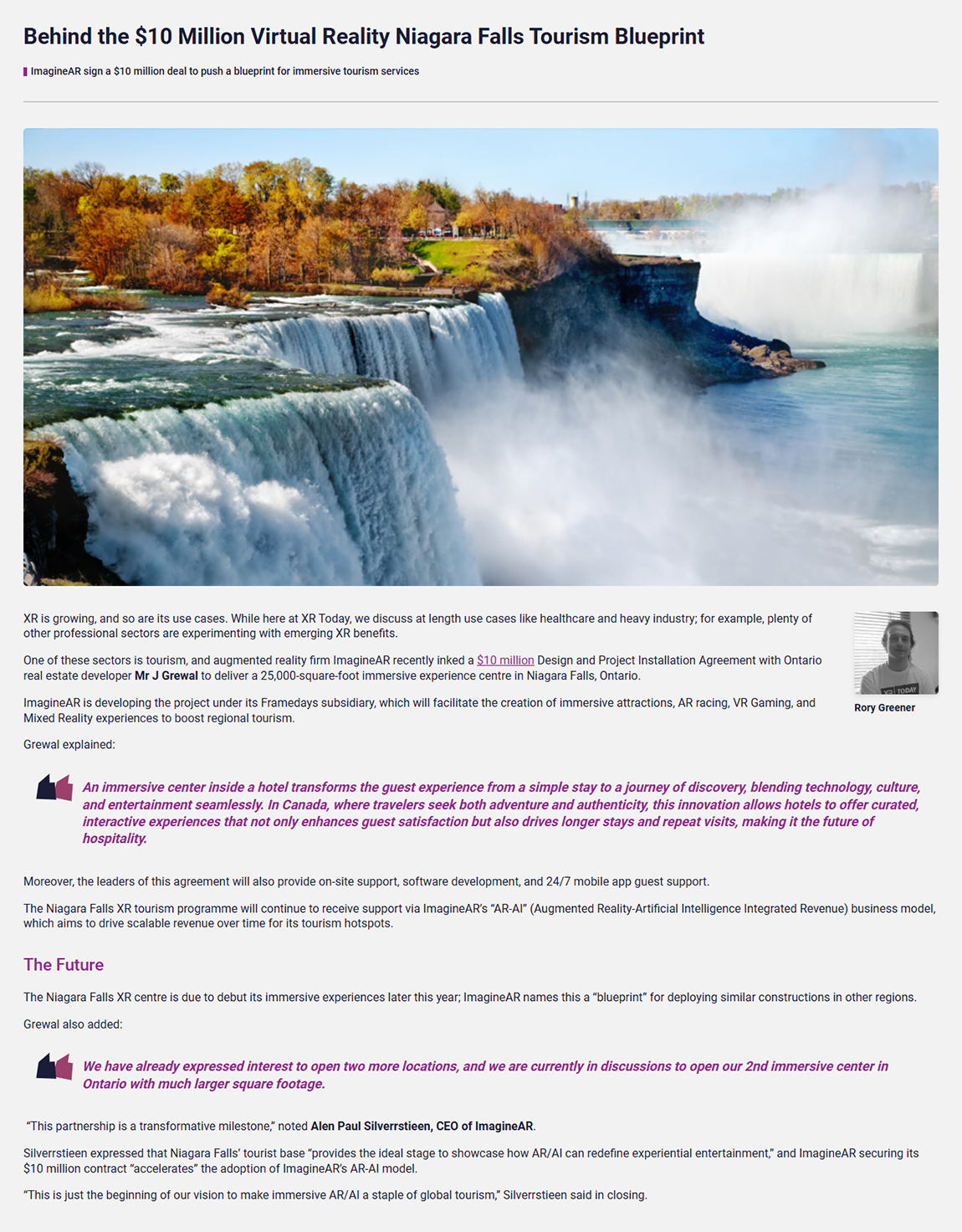 Behind the $10 Million Virtual Reality Niagara Falls Tourism Blueprint